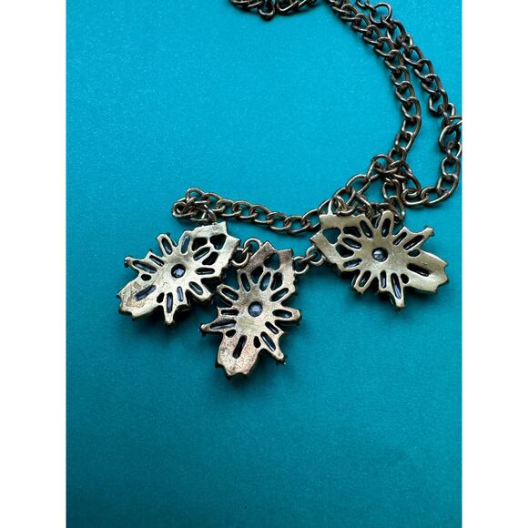 J. Crew VTG Gold Tone Blue Bead Rhinestone Sparkly Statement Necklace - Picture 7 of 8